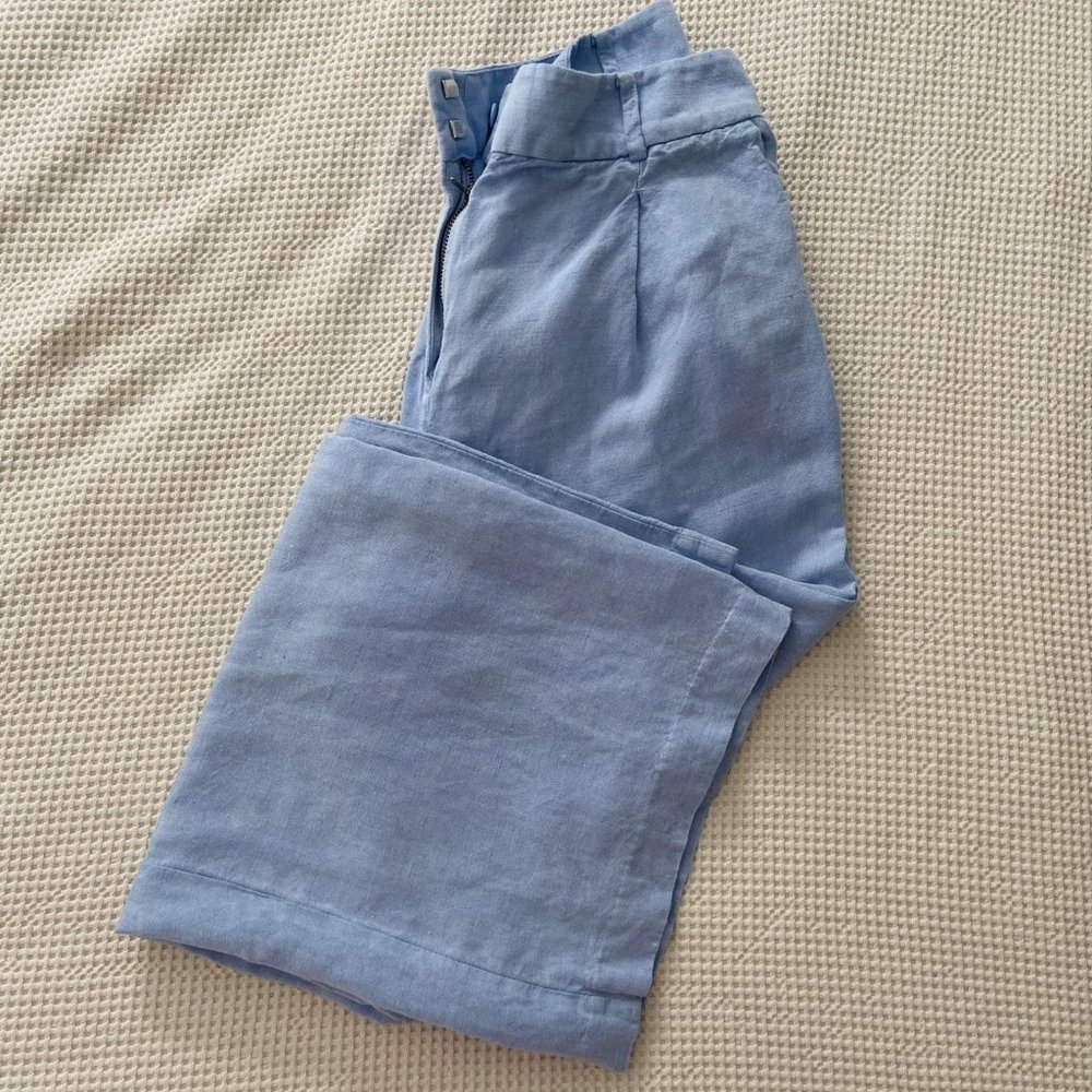 LOFT Peyton Trouser Pants in Chambray Linen Blend
